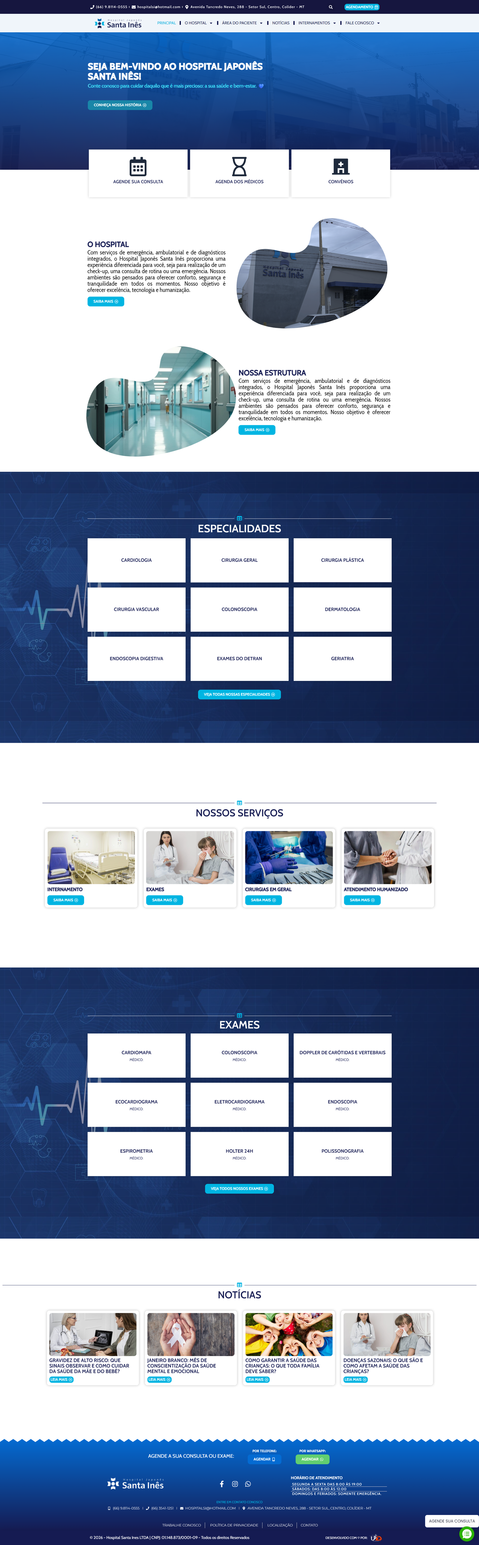 Captura completa de Site institucional Hospital Japonês Santa Inês