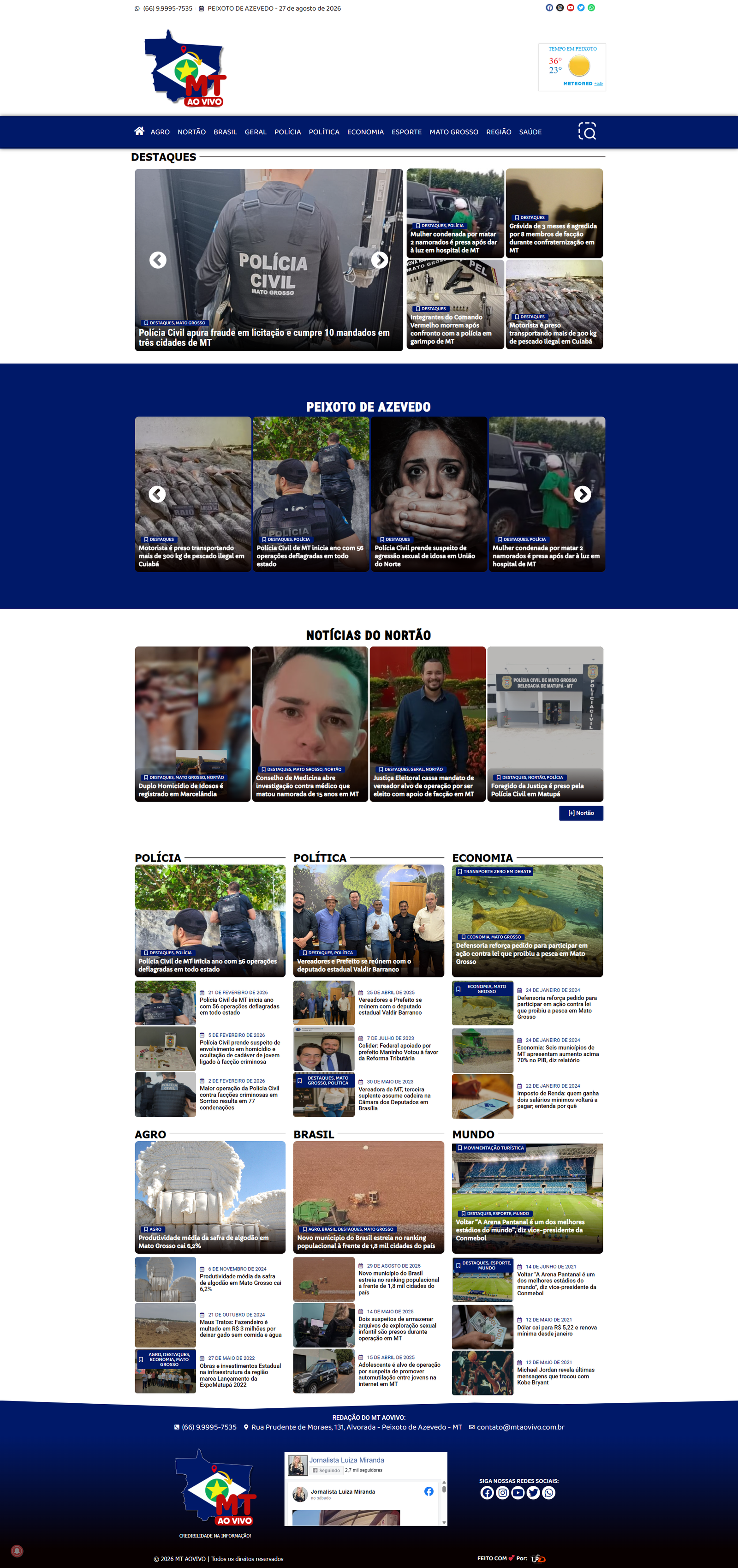Captura completa de Portal de Notícias MT AO VIVO